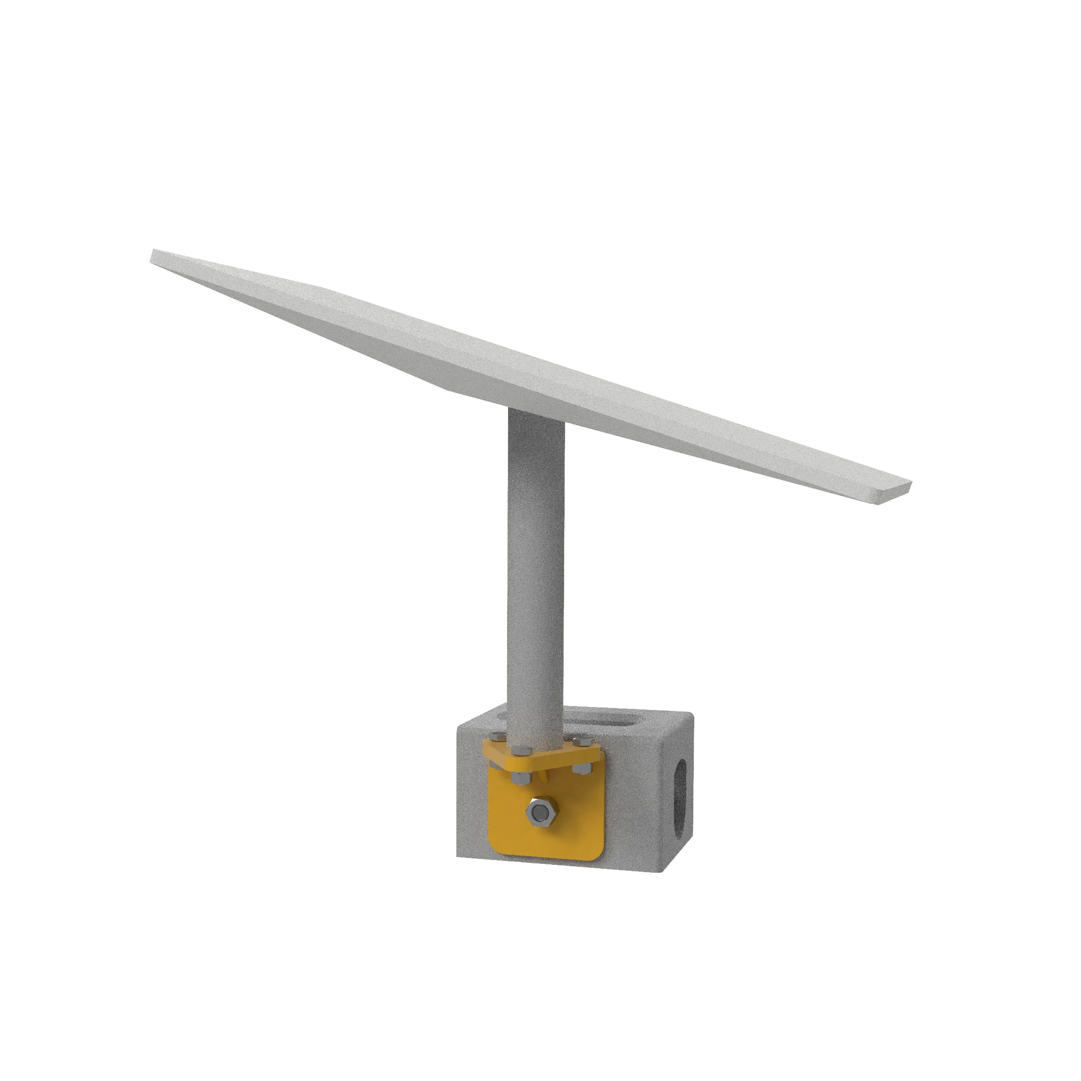 CornerLink mounted on a shipping container corner casting, holding a Starlink Gen3 dish